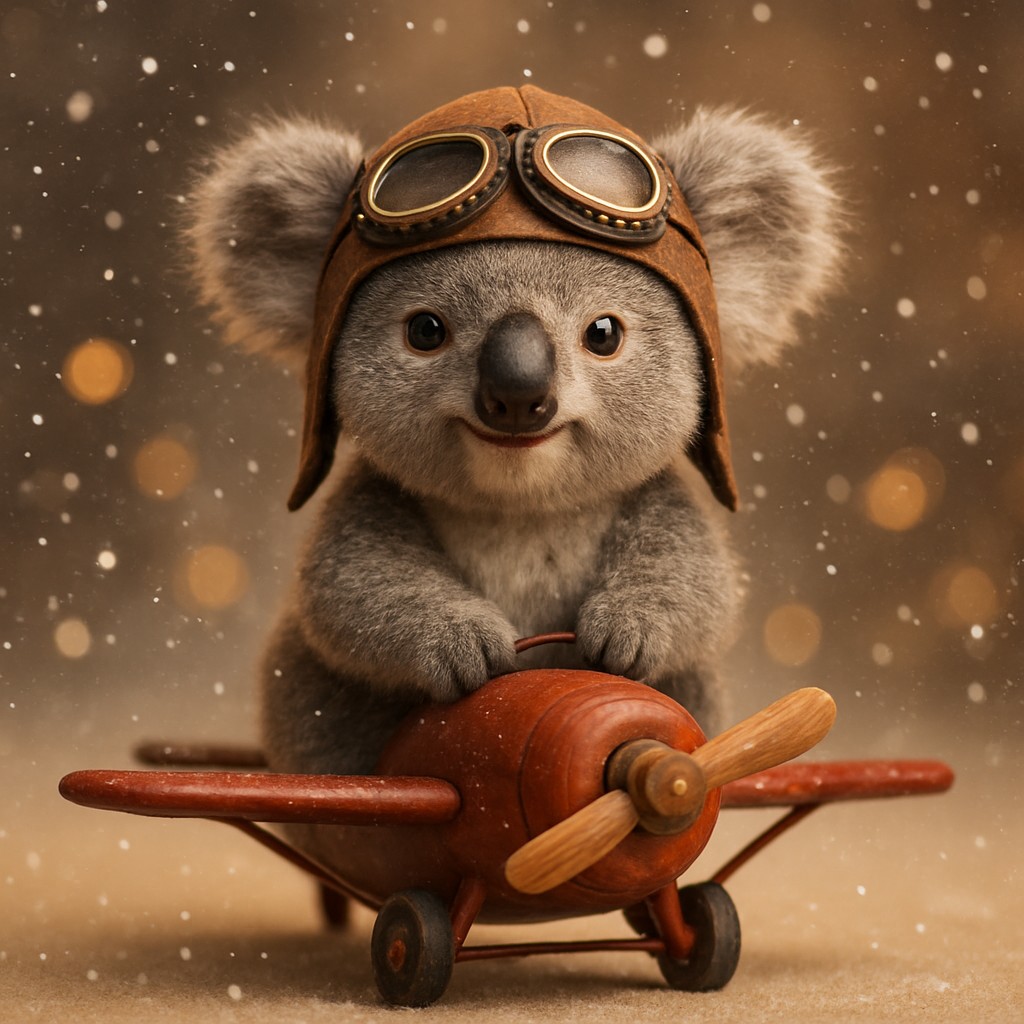 লাল প্রপেলার যুক্ত বিমানে আকাশে উড়ছে কার্টুন-স্টাইলের এক পাইলট